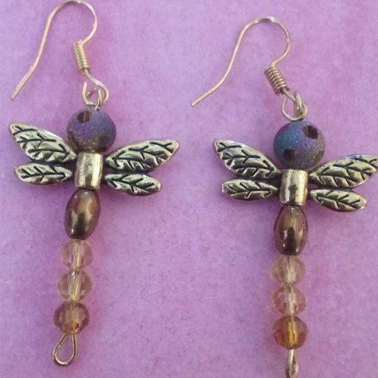 Assorted Crystal Colors Dragonfly Earrings