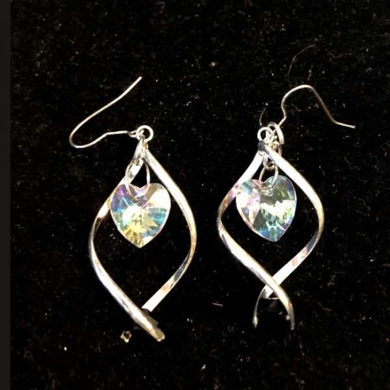 Crystal Heart Swirl Earrings