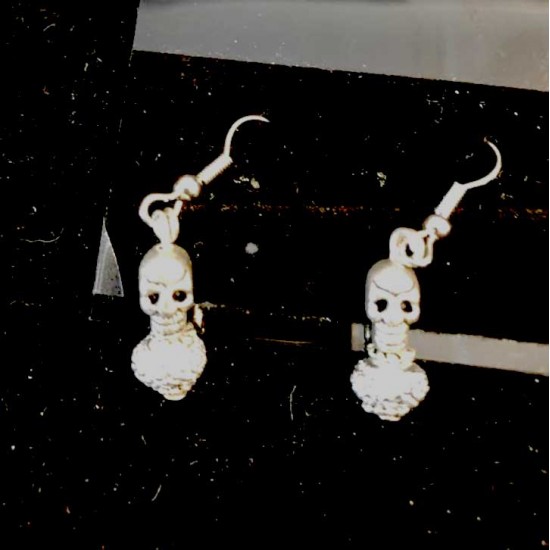 Silver Skull with Bling Earrings